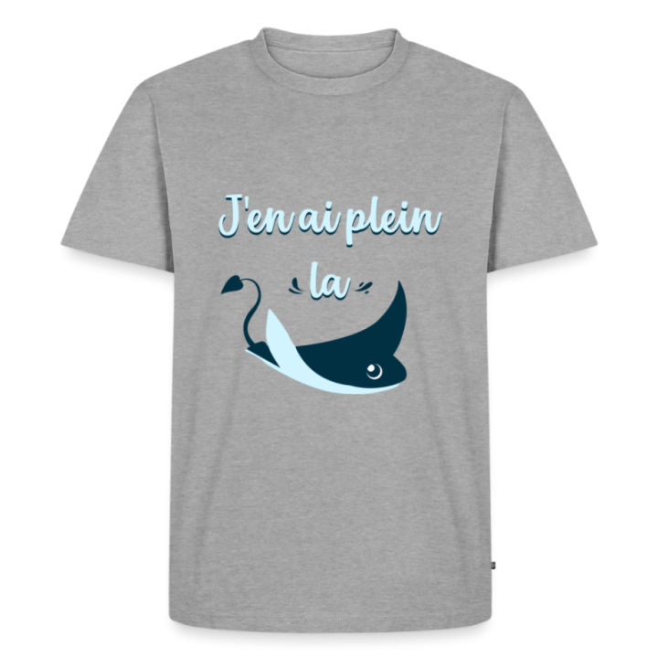 T-shirt premium homme - Plein la raie - gris chiné - front