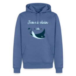 Sweat-shirt à capuche premium homme - Plein la raie - bleu pigeon - front