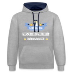 Sweat-shirt à capuche contrasté unisexe - Level-up: Niveau marié débloqué