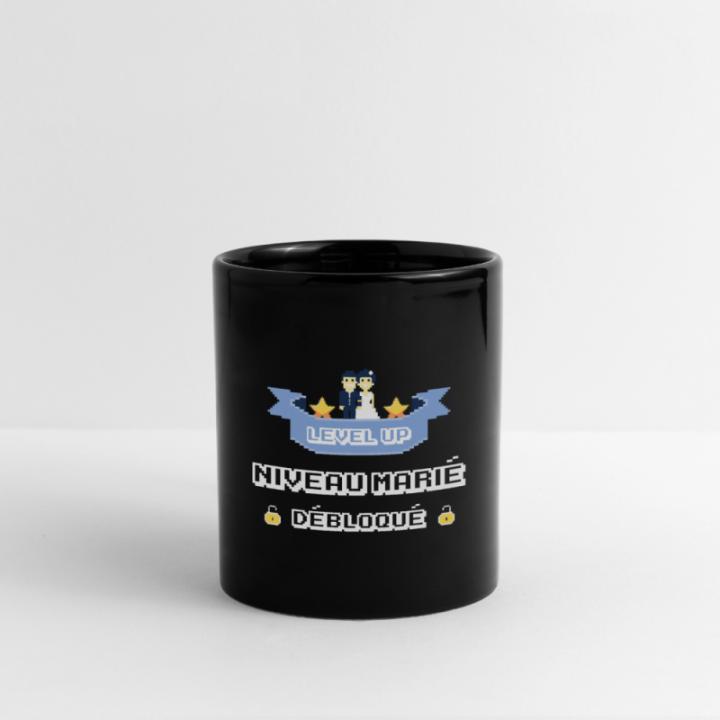 Mug uni - Level-up: Niveau marié débloqué - noir - front