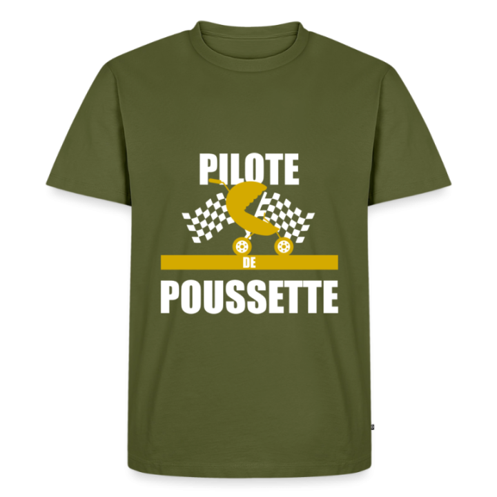 T-shirt premium homme - Pilote de poussette - kaki - front