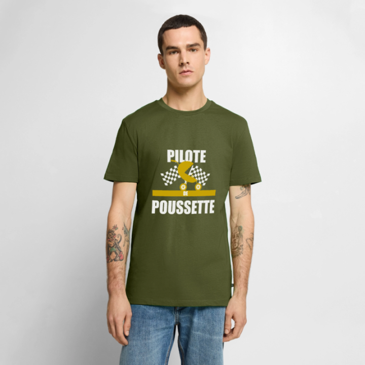 T-shirt premium homme - Pilote de poussette - kaki - front