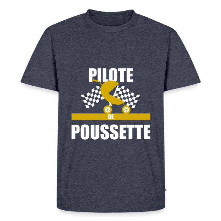 T-shirt premium homme - Pilote de poussette - bleu jeans  - front