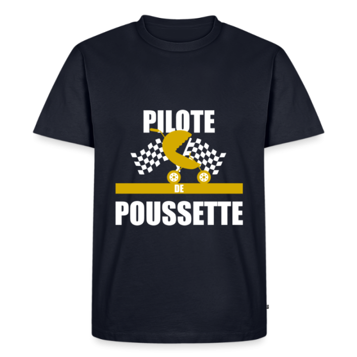 T-shirt premium homme - Pilote de poussette - bleu marine - front
