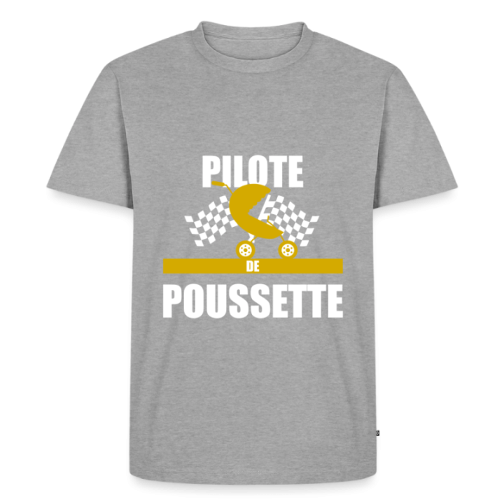 T-shirt premium homme - Pilote de poussette - gris chiné - front