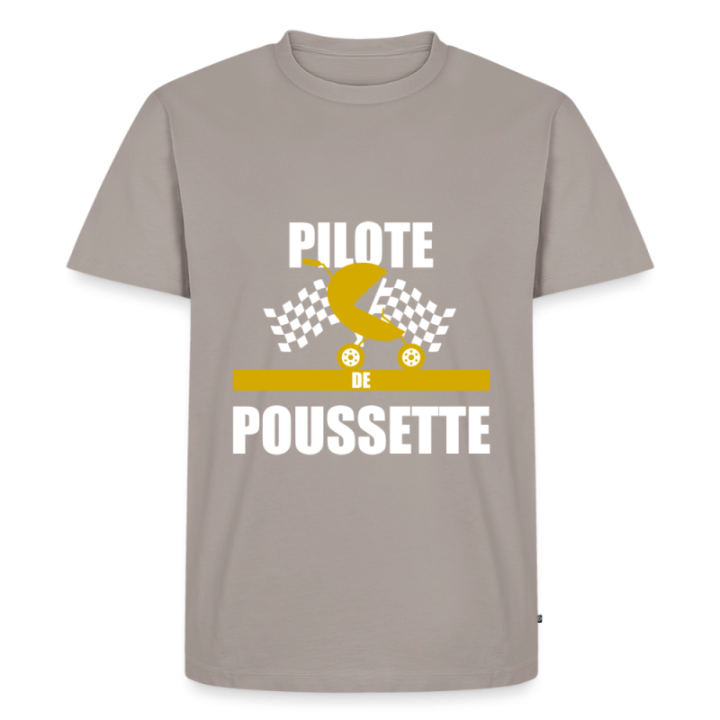 T-shirt premium homme - Pilote de poussette - taupe - front
