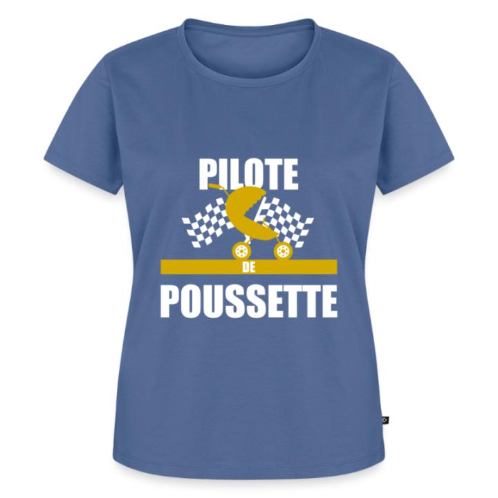 T-shirt premium femme - Pilote de poussette - bleu pigeon - front
