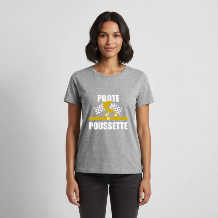 T-shirt premium femme - Pilote de poussette - gris chiné - front