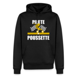 Sweat-shirt à capuche premium homme - Pilote de poussette - noir - front
