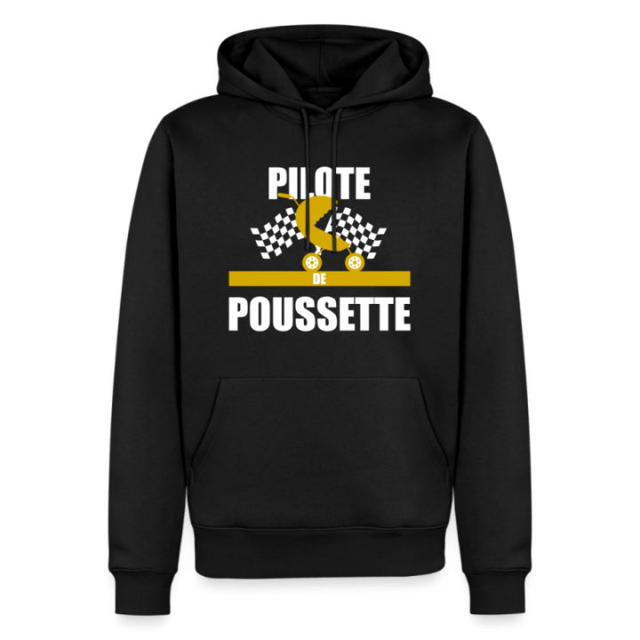 Sweat-shirt à capuche premium homme - Pilote de poussette - noir - front