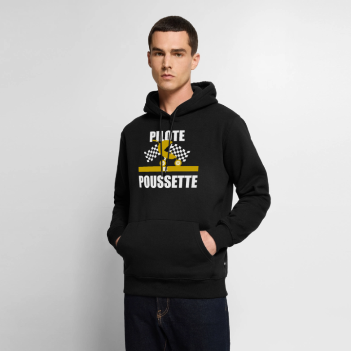 Sweat-shirt à capuche premium homme - Pilote de poussette - noir - front