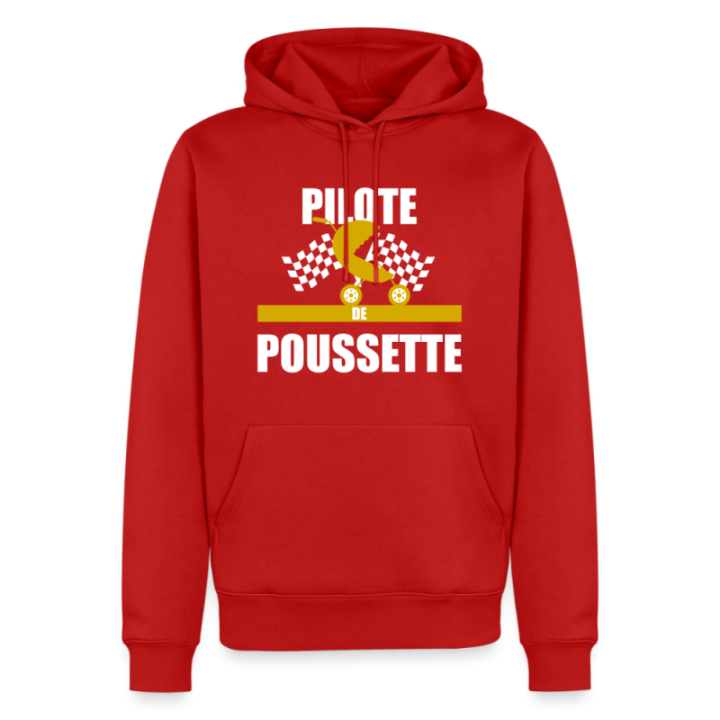 Sweat-shirt à capuche premium homme - Pilote de poussette - rouge - front