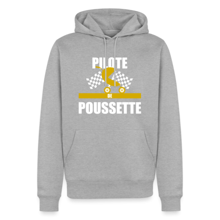 Sweat-shirt à capuche premium homme - Pilote de poussette - gris chiné - front
