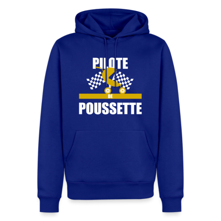 Sweat-shirt à capuche premium homme - Pilote de poussette - bleu roi - front