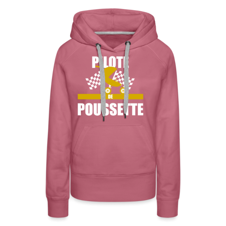 Sweat-shirt à capuche premium femme - Pilote de poussette - mauve - front