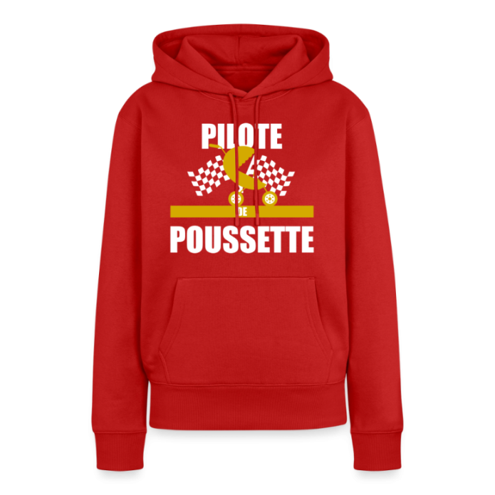 Sweat-shirt à capuche premium femme - Pilote de poussette - rouge - front
