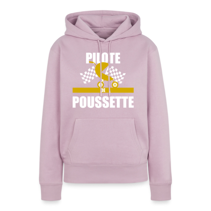 Sweat-shirt à capuche premium femme - Pilote de poussette - rose poudré - front