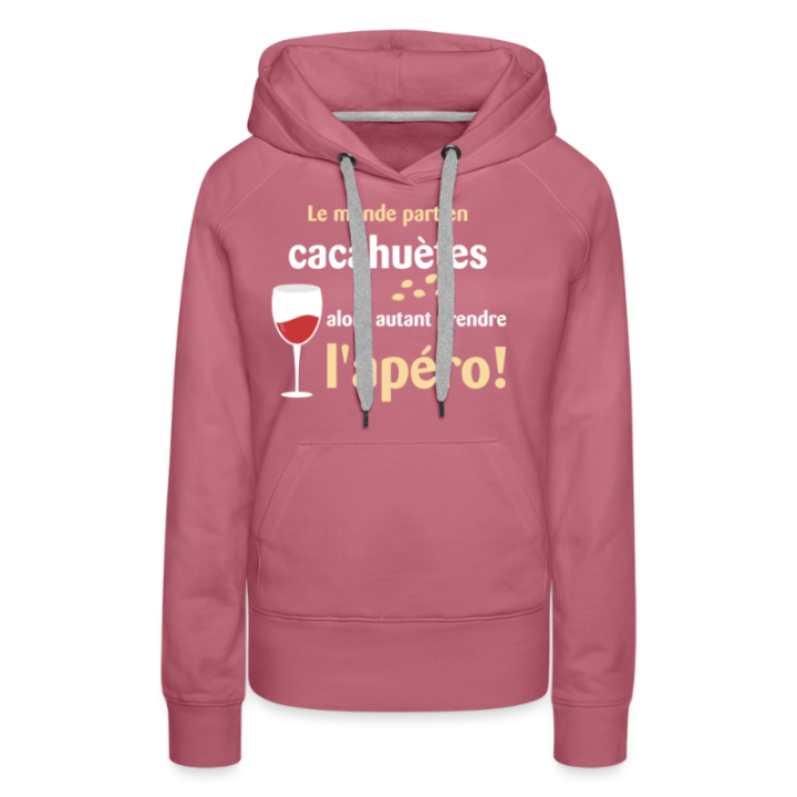 Sweat-shirt à capuche premium femme - Le monde part en cacahuètes - mauve - front