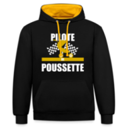 Sweat-shirt à capuche contrasté unisexe - Pilote de poussette