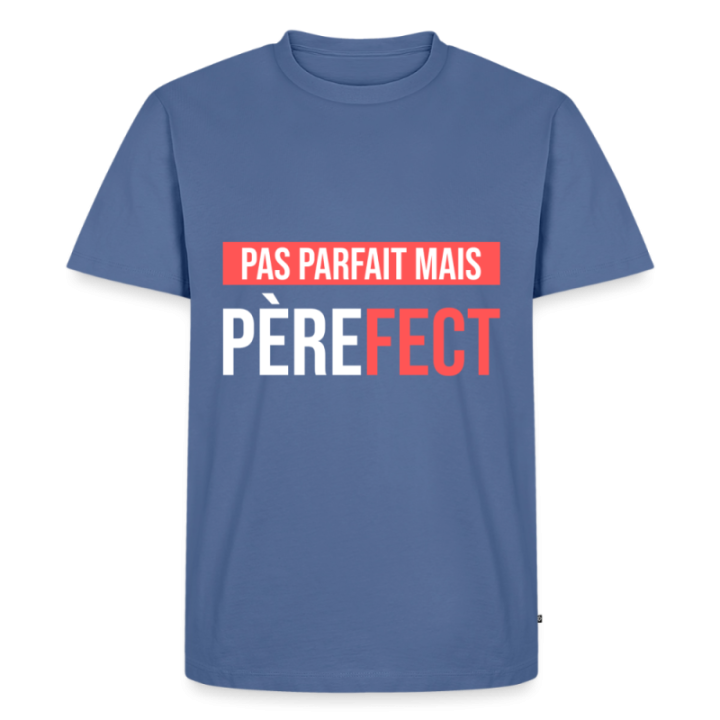 T-shirt premium homme - Pas parfait mais Père-fect - bleu pigeon - front
