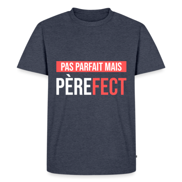 T-shirt premium homme - Pas parfait mais Père-fect - bleu jeans  - front