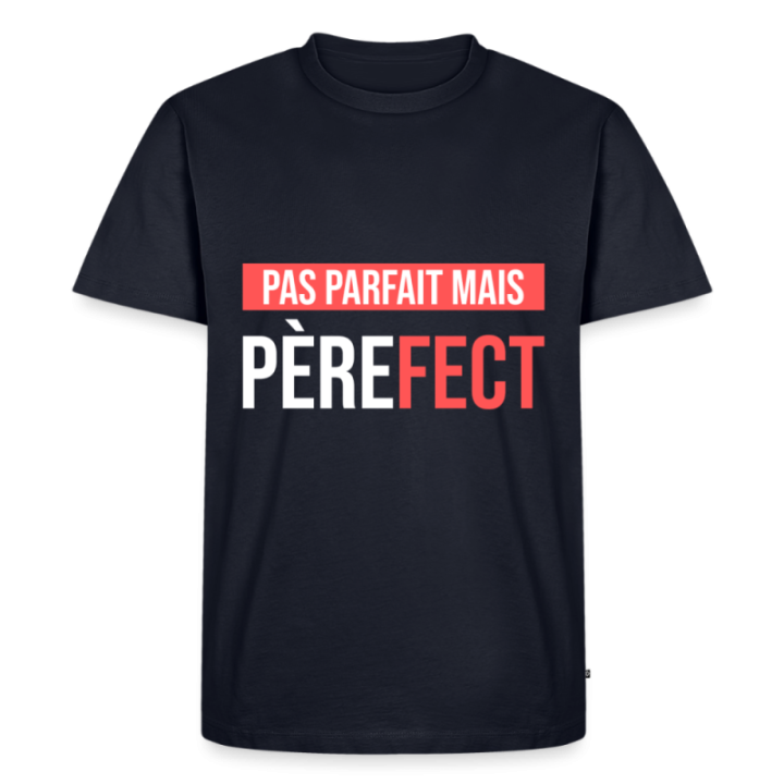T-shirt premium homme - Pas parfait mais Père-fect - bleu marine - front