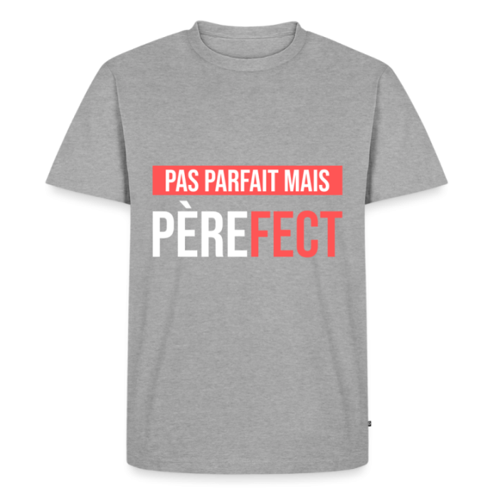 T-shirt premium homme - Pas parfait mais Père-fect - gris chiné - front