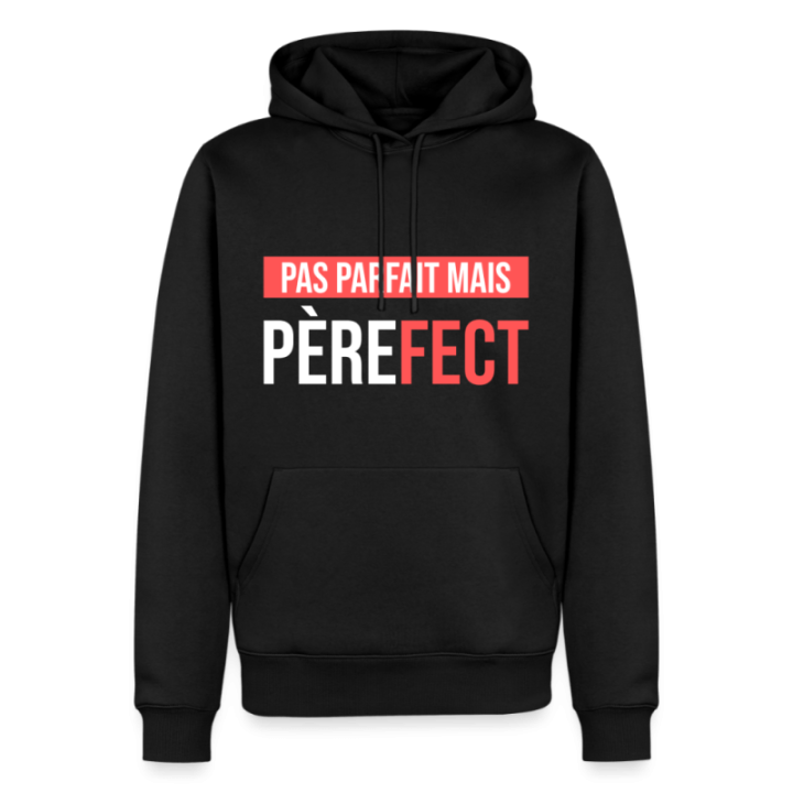 Sweat-shirt à capuche premium homme - Pas parfait mais Père-fect - noir - front