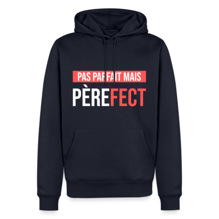 Sweat-shirt à capuche premium homme - Pas parfait mais Père-fect - bleu marine - front