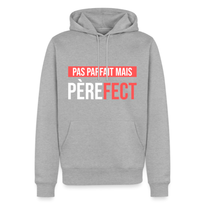 Sweat-shirt à capuche premium homme - Pas parfait mais Père-fect - gris chiné - front