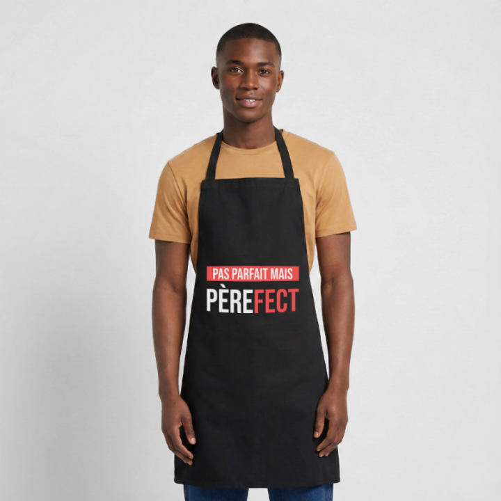 Tablier de cuisine - Pas parfait mais Père-fect - noir - front