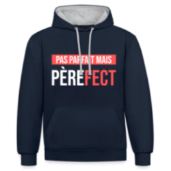 Sweat-shirt à capuche contrasté unisexe - Pas parfait mais Père-fect