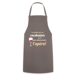 Tablier de cuisine - Le monde part en cacahuètes - gris - front