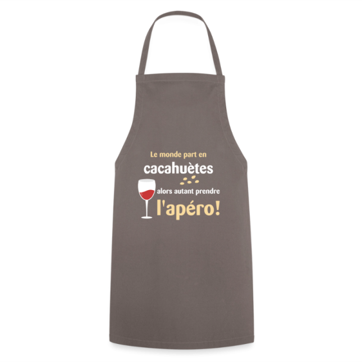 Tablier de cuisine - Le monde part en cacahuètes - gris - front
