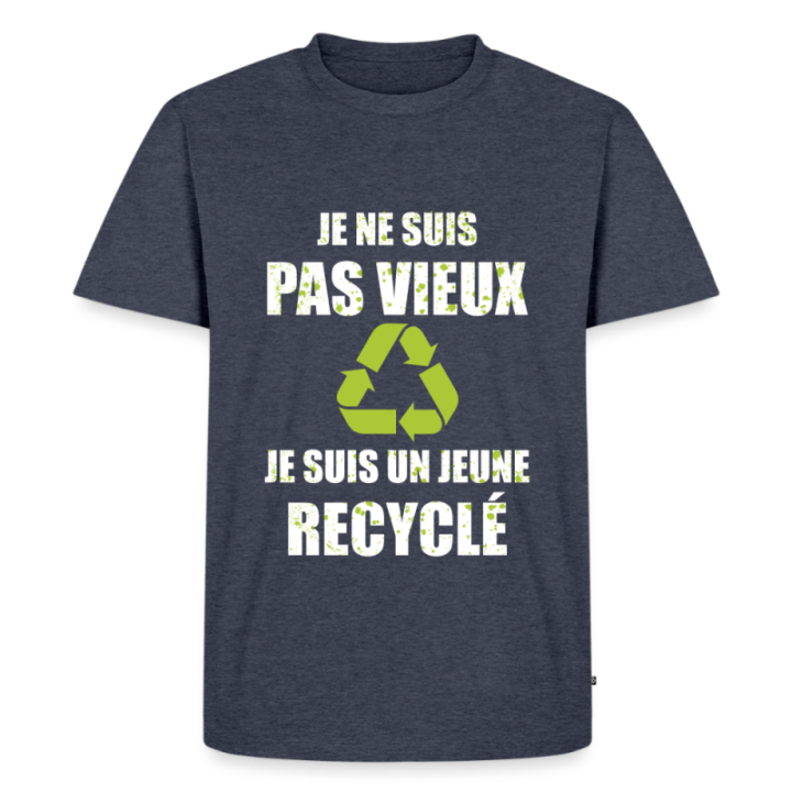 T-shirt premium homme - Je suis un jeune recyclé - bleu jeans  - front