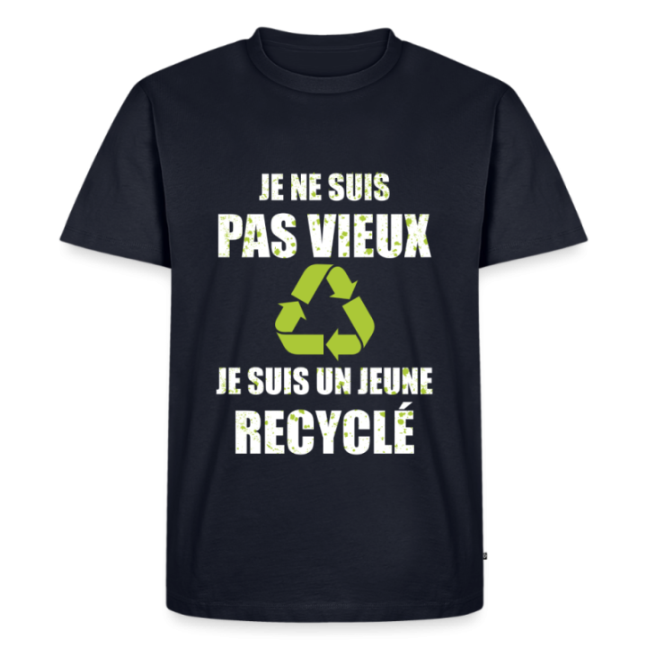 T-shirt premium homme - Je suis un jeune recyclé - bleu marine - front