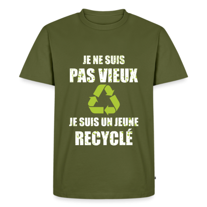 T-shirt premium homme - Je suis un jeune recyclé - kaki - front