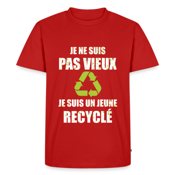 T-shirt premium homme - Je suis un jeune recyclé - rouge - front