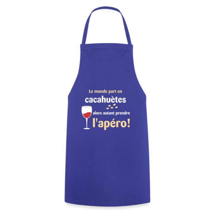 Tablier de cuisine - Le monde part en cacahuètes - bleu royal - front
