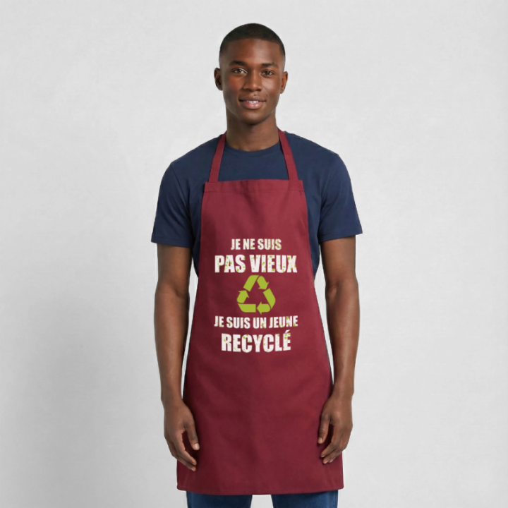 Tablier de cuisine - Je suis un jeune recyclé - bordeaux - front