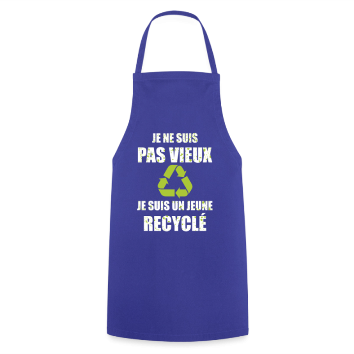 Tablier de cuisine - Je suis un jeune recyclé - bleu royal - front