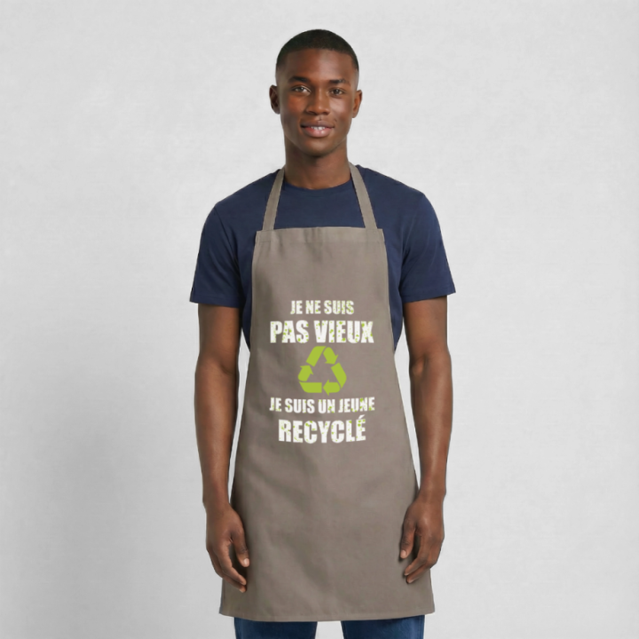 Tablier de cuisine - Je suis un jeune recyclé - gris - front