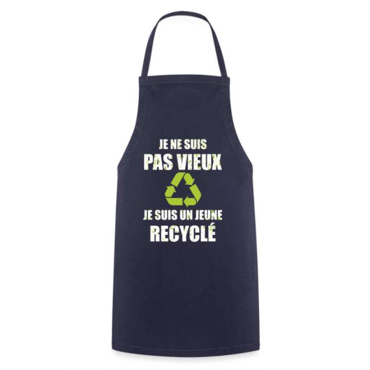 Tablier de cuisine - Je suis un jeune recyclé - marine - front