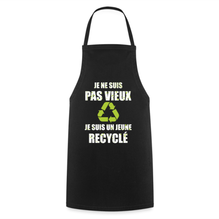 Tablier de cuisine - Je suis un jeune recyclé - noir - front