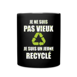 Mug uni - Je suis un jeune recyclé - noir - front