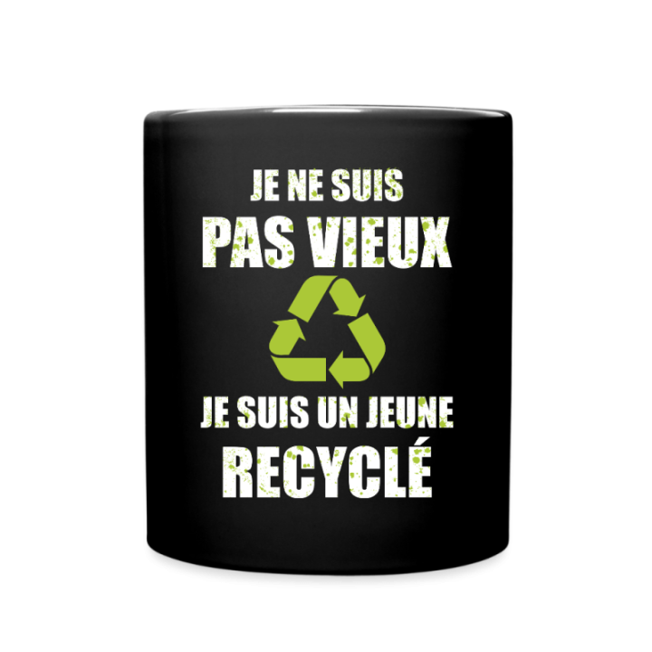 Mug uni - Je suis un jeune recyclé - noir - front