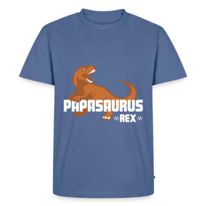 T-shirt premium homme - Papasaurus Rex - bleu pigeon - front