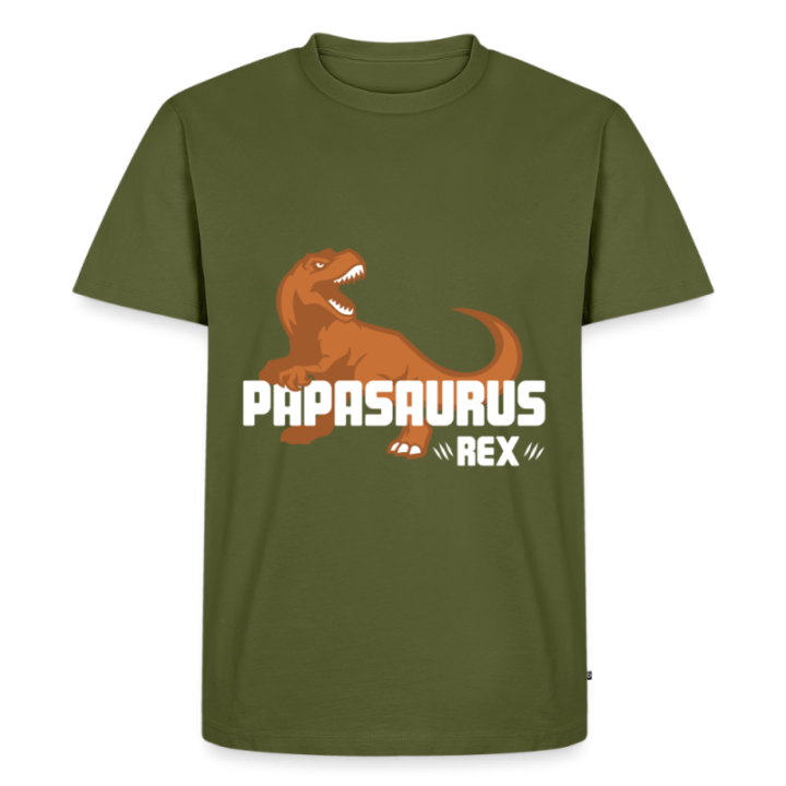T-shirt premium homme - Papasaurus Rex - kaki - front