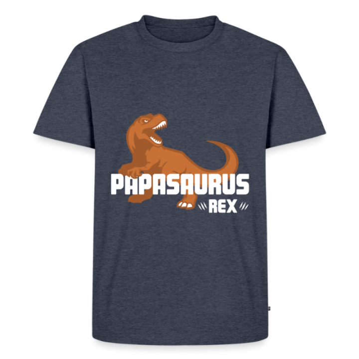 T-shirt premium homme - Papasaurus Rex - bleu jeans  - front