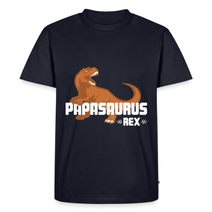 T-shirt premium homme - Papasaurus Rex - bleu marine - front